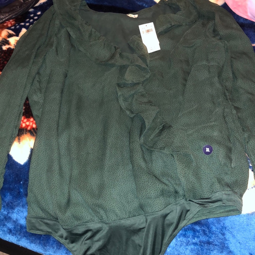 Green Ruffle Blouse